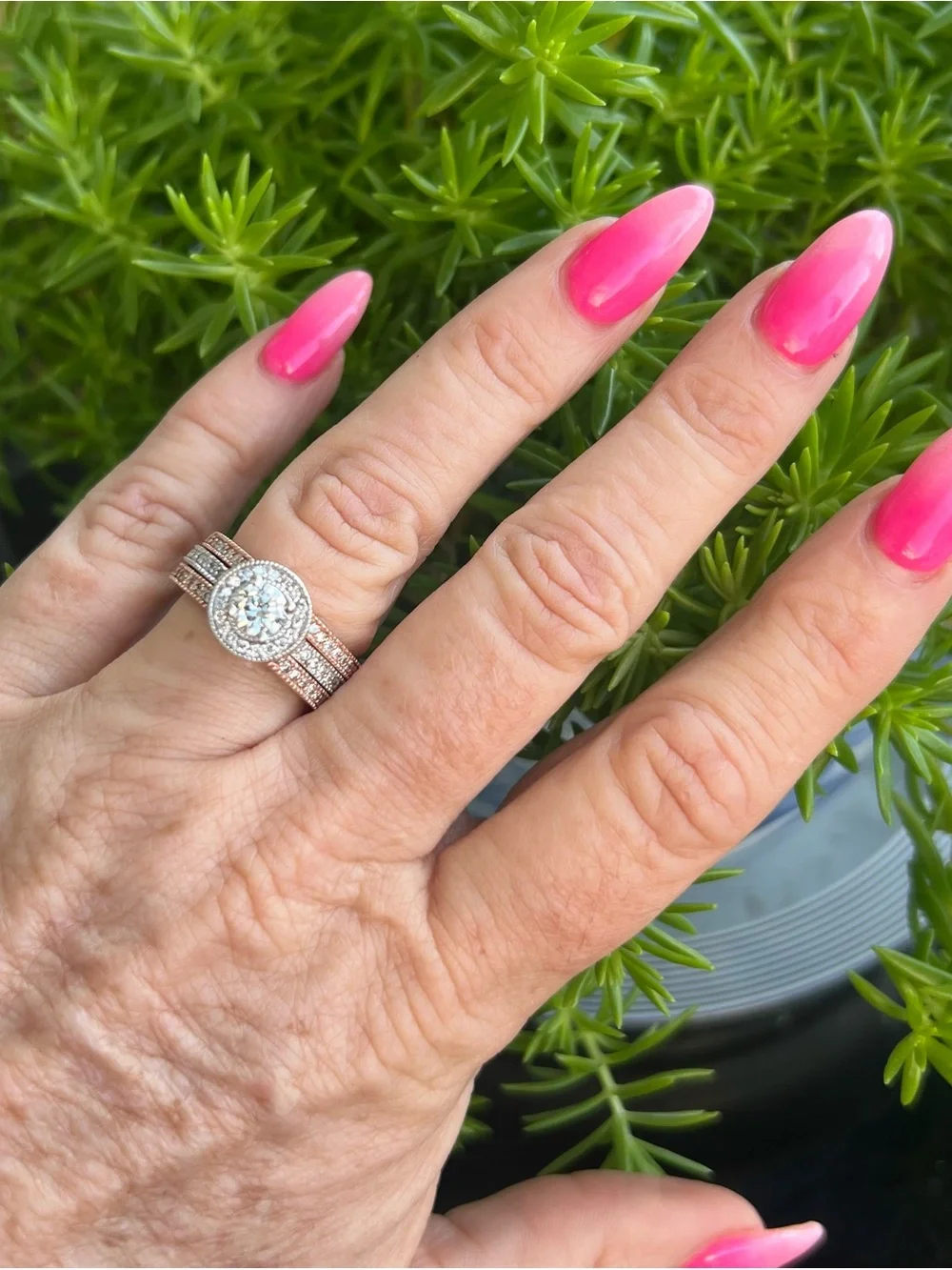 Effy 14K Rose & White Gold 1.63 CTW Diamond Bridal Ring Set Size 8 Appraised